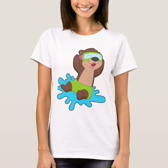 Camiseta Otter Swimming Swimming goggles Summer (Anverso)