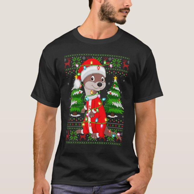 Camiseta Otter Xmas enciende Navidades de Santa Otter feos (Anverso)