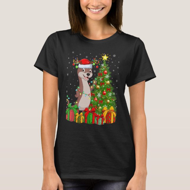 Camiseta Otter   Xmas Holiday Santa Otter Christmas Tree (Anverso)