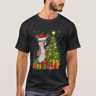 Camiseta Otter Xmas Tree Lighting Santa Hat Otter Navidades