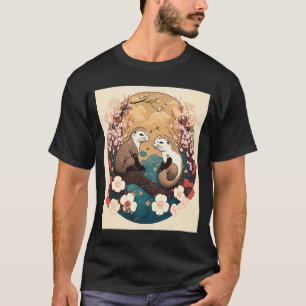 Camiseta Otter Yin Yang Otter Cherry Bl de estilo japonés