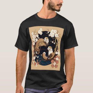 Camiseta Otter Yin Yang Otter Cherry Bl de estilo japonés