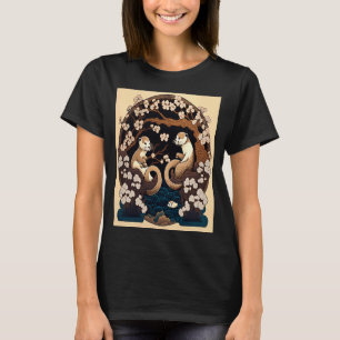 Camiseta Otter Yin Yang Otter Cherry Bl de estilo japonés