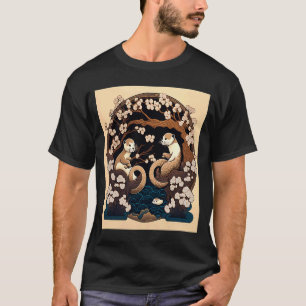 Camiseta Otter Yin Yang Otter Cherry Bl de estilo japonés
