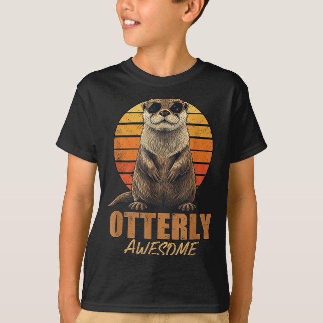 Camiseta Otterly Awesome Retro Sunset Sea Otter Lover Graph (Anverso)