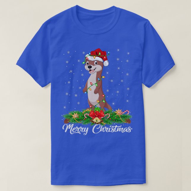 Camiseta Otters Animal Lover Matching Santa Hat Otter Chris (Diseño del anverso)