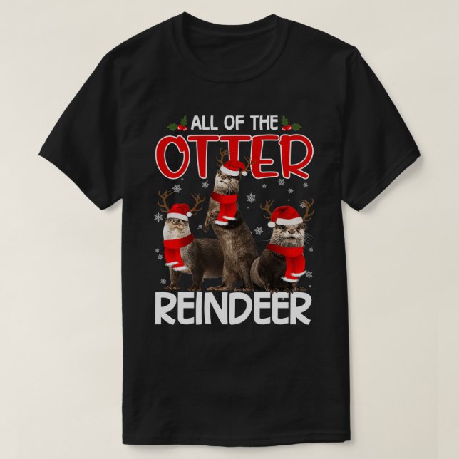 Camiseta Otters Reindeer Deer Antler Funny Christmas Santa  (Diseño del anverso)