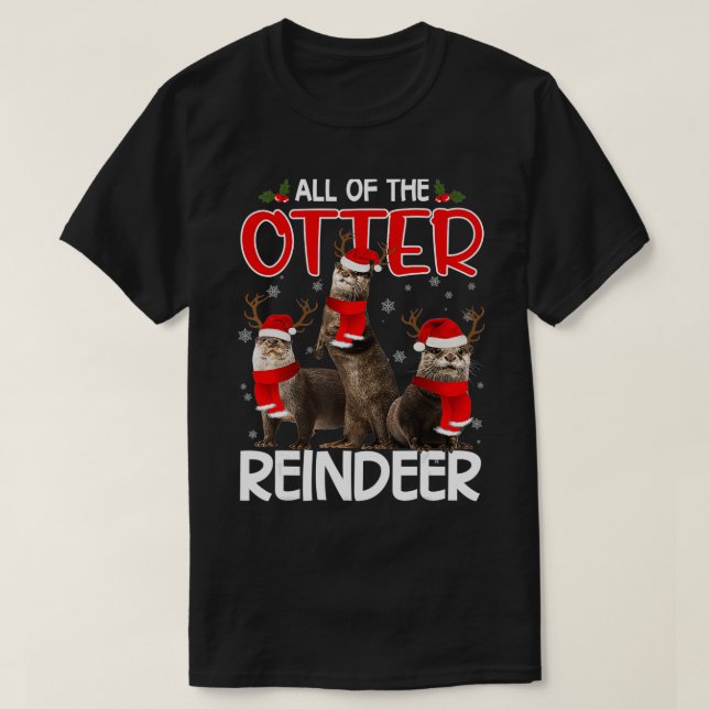 Camiseta Otters Reindeer Deer Antler Funny Christmas Santa  (Diseño del anverso)