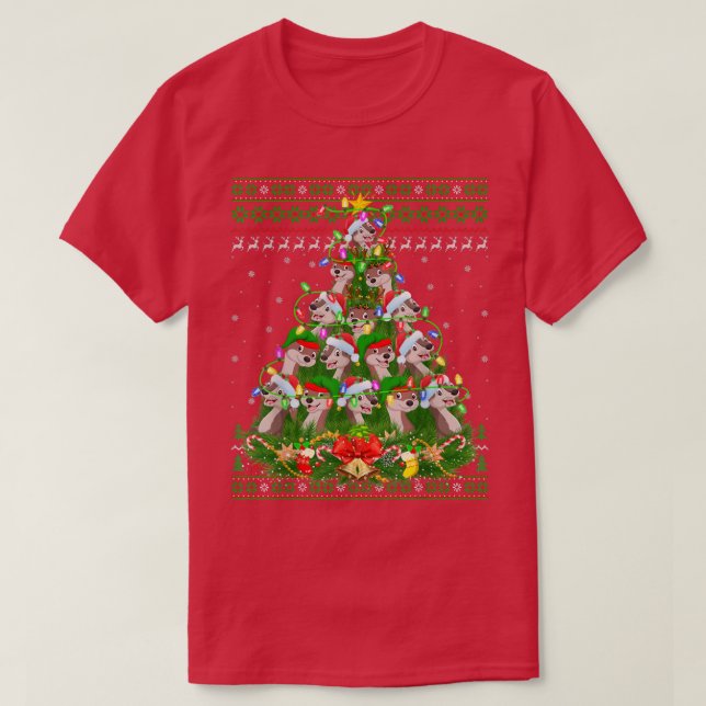 Camiseta Otters Xmas Lighting Tree Santa Otter Fea Christin (Diseño del anverso)