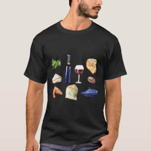 Camiseta Oui En Francia Gran Quesos De Vino Rojo Beret Croi