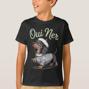 Camiseta Oui Ner Dachshund Wiener Perro Humor francés Graci