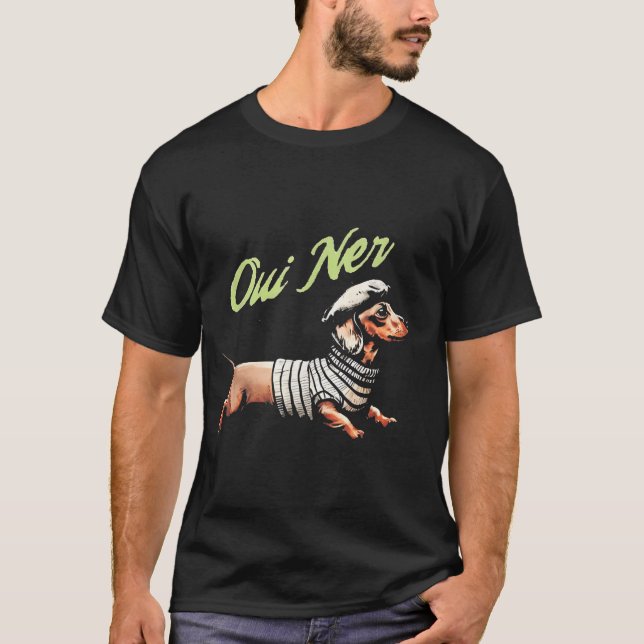 Camiseta Oui Ner Divertido Dachshund Perro Salchicha Humor  (Anverso)