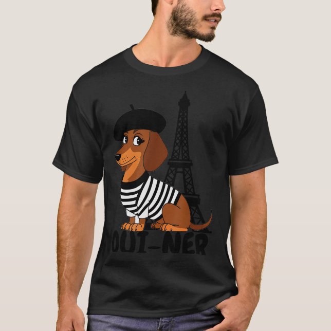 Camiseta Oui-ner Dog Funny Dachshund Wiener Sausage Ween Do (Anverso)