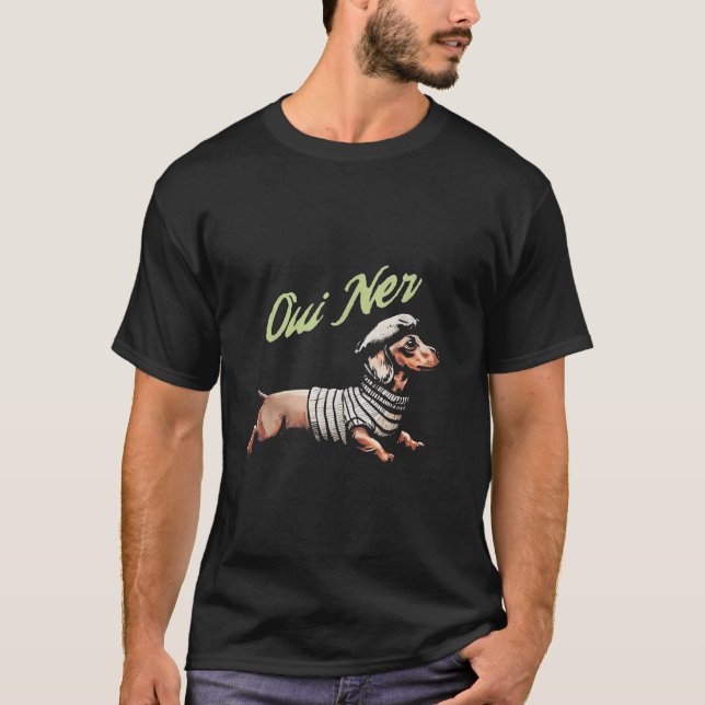 Camiseta Oui Ner Funny Dachshund Wiener Perro Humor Francés (Anverso)