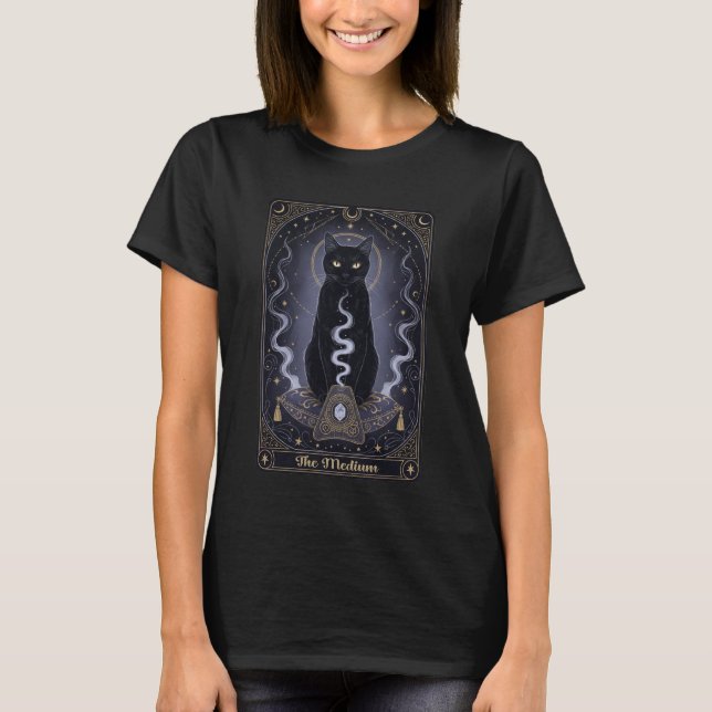 Camiseta Ouija Medium Cat Tarot Card T-Shirt (Anverso)