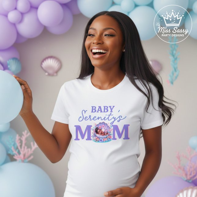 Camiseta Our Little Pearl Mom-to-Be Seashell Baby Shower (Celebrate the mom-to-be 💜 Our Little Pearl T-shirt is perfect for pastel baby showers 🐚✨)