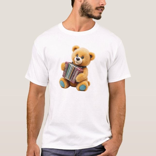 Camiseta Ourson mignon jouant de l’accordéon. (Anverso)
