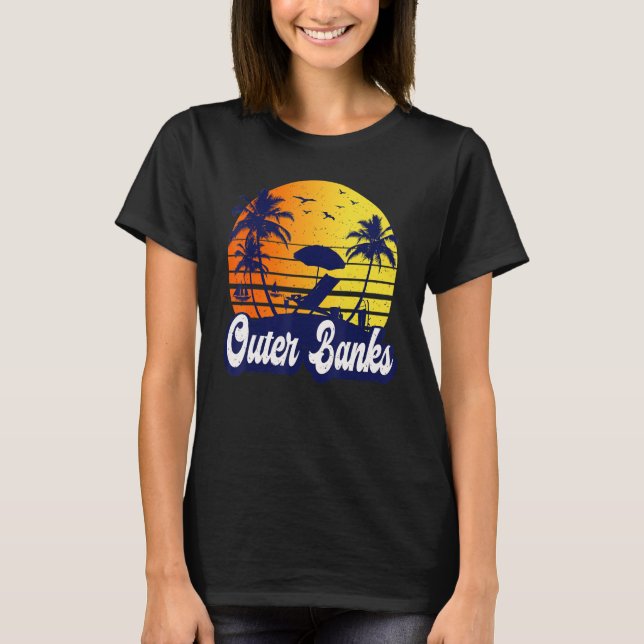 Camiseta Outer Banks Carolina Sunset Beach Retro (Anverso)