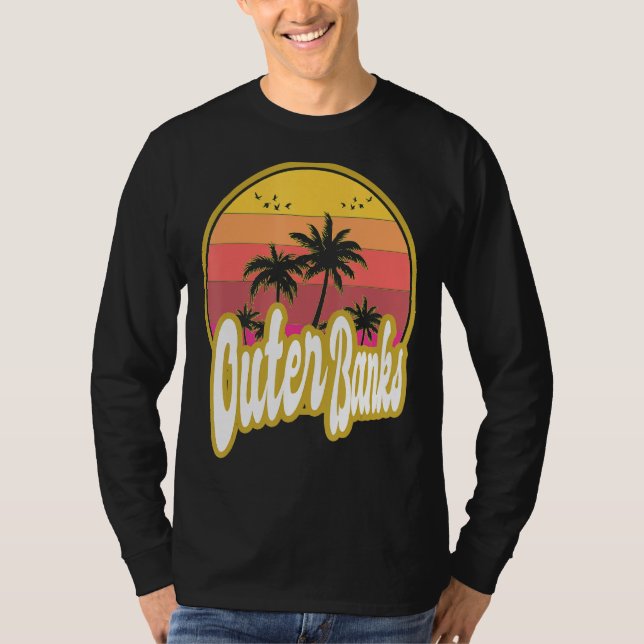 Camiseta Outer Banks North Carolina Beach Retro Sunset (Anverso)