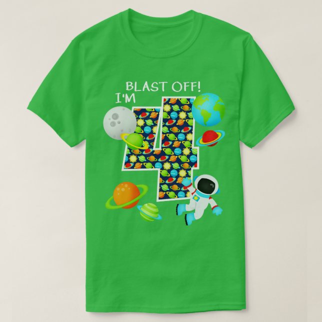 Camiseta Outer Space 4th Birthday 4 Year Old Solar System A (Diseño del anverso)