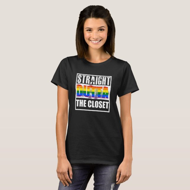 Camiseta Outta recto el orgullo gay del armario (Anverso completo)