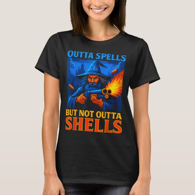 Camiseta Outta Spells But Not Outta Shells Wizard Fantasy M (Anverso)