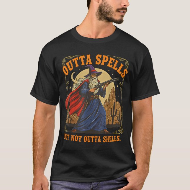 Camiseta Outta Spells But Not Outta Shells Wizard Fantasy M (Anverso)
