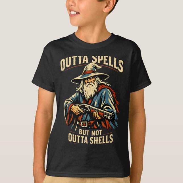 Camiseta Outta Spells But Not Outta Shells Wizard Fantasy M (Anverso)