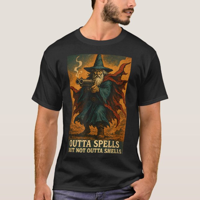 Camiseta Outta Spells But Not Outta Shells Wizard Fantasy M (Anverso)