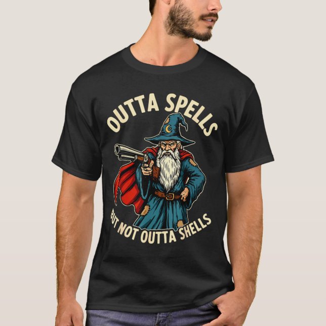 Camiseta Outta Spells But Not Outta Shells Wizard Fantasy M (Anverso)
