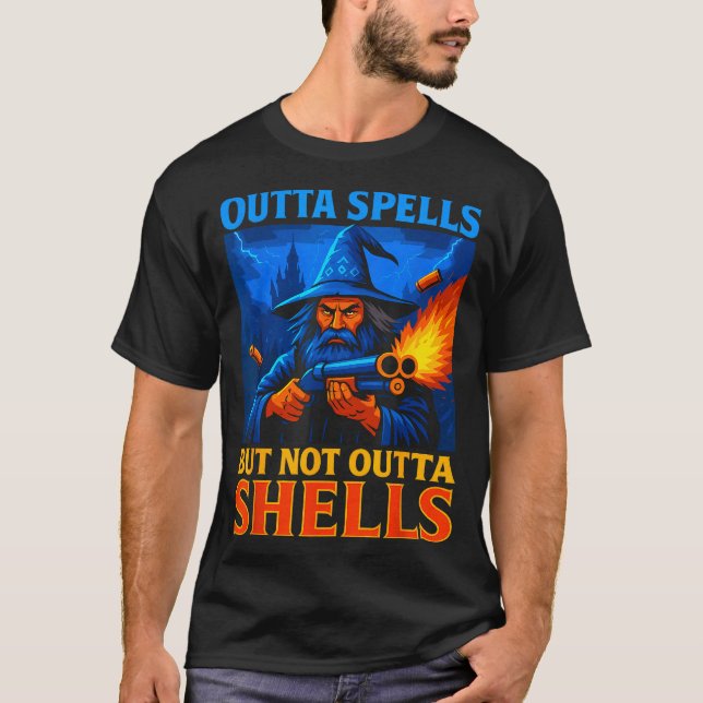 Camiseta Outta Spells But Not Outta Shells Wizard Fantasy M (Anverso)