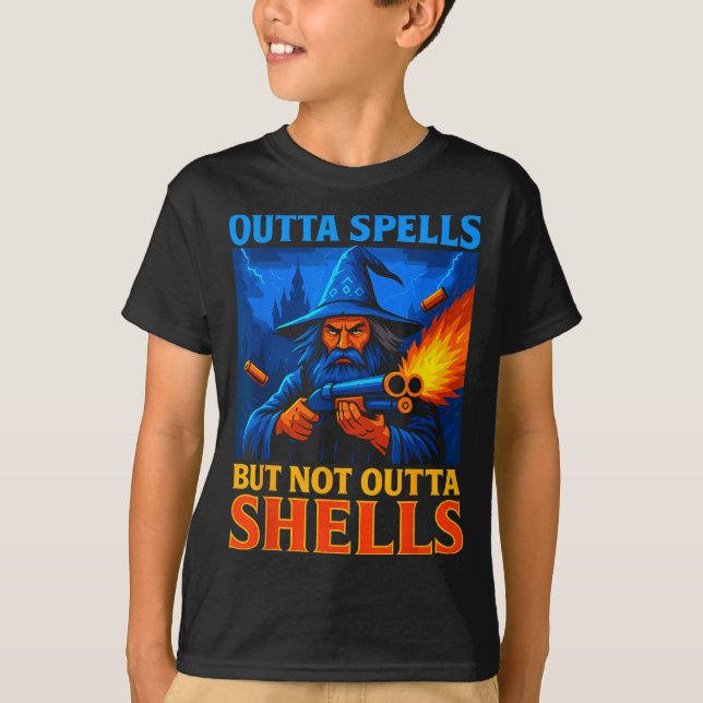 Camiseta Outta Spells But Not Outta Shells Wizard Fantasy M (Anverso)