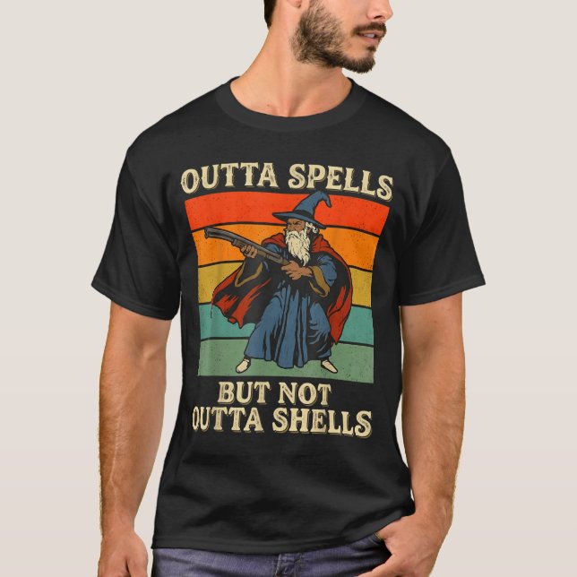 Camiseta Outta Spells But Not Outta Shells Wizard Retro Fan (Anverso)