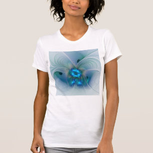 Camiseta Ovaciones de pie, fractal azul turquesa abstracto