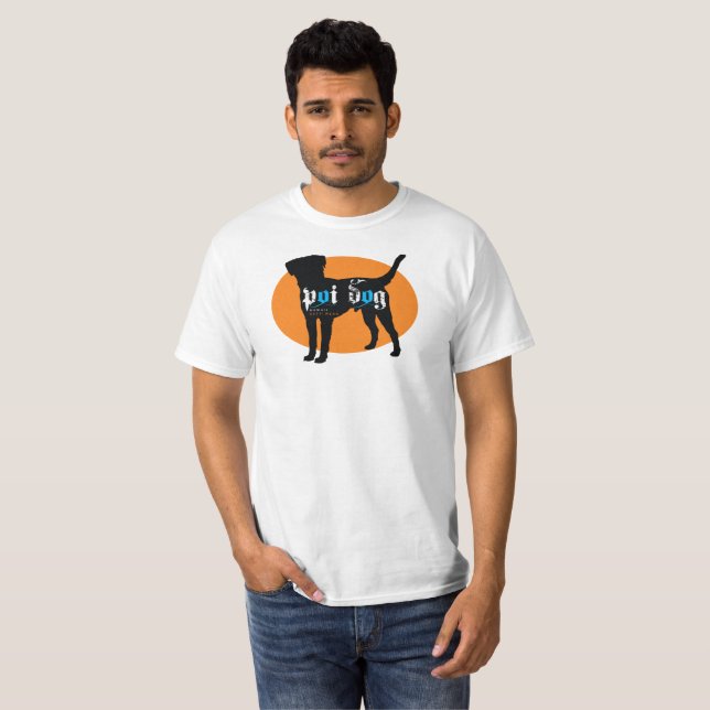 Camiseta Óvalo anaranjado del perro de Hawaii Poi (Anverso completo)