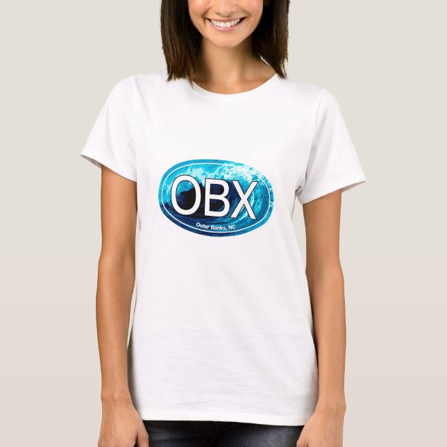Camiseta Óvalo de la onda de OBX Outer Banks (Anverso)