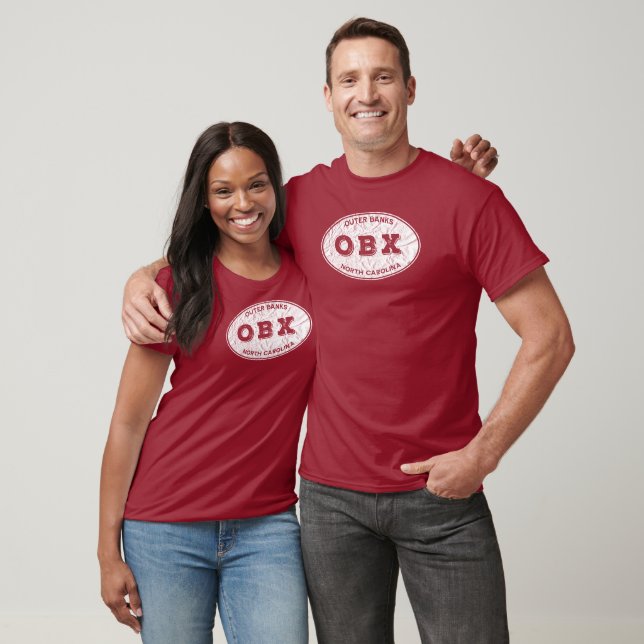 Camiseta Óvalo OBX en blanco angustiado (Unisexo)