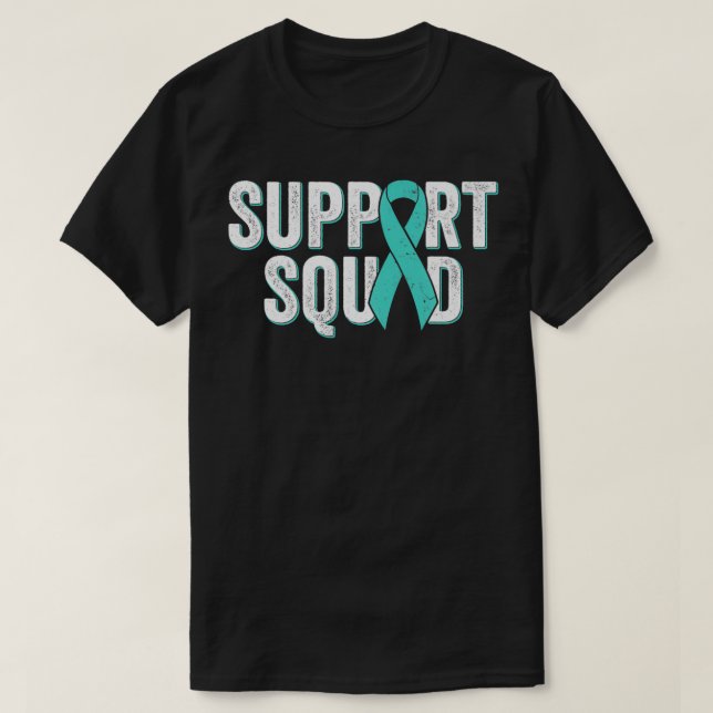 Camiseta Ovarian Cancer Support Squad  Teal Awareness Ribbo (Diseño del anverso)