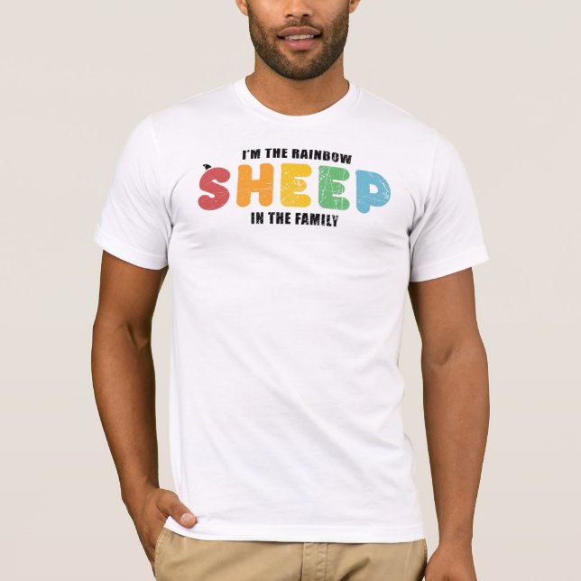 Camiseta Oveja Arcoiris De La Familia Orgullo Gay LGBT (Anverso)