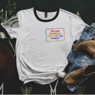 Camiseta Oveja arcoiris de la familia   Orgullo gracioso