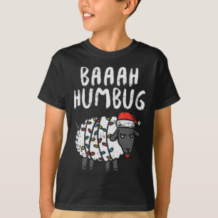 Camiseta Oveja Bah Humbug Luces de Navidad Diversión Anti N