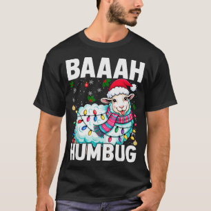 Camiseta Oveja Bah Humbug Luces de Navidad Divertido Anti N
