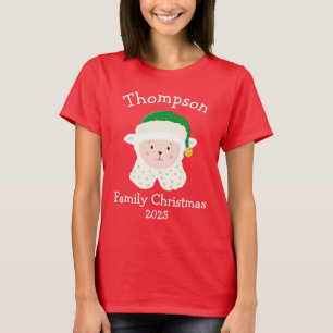Camiseta Oveja bebé de Navidad personalizada con sombrero d
