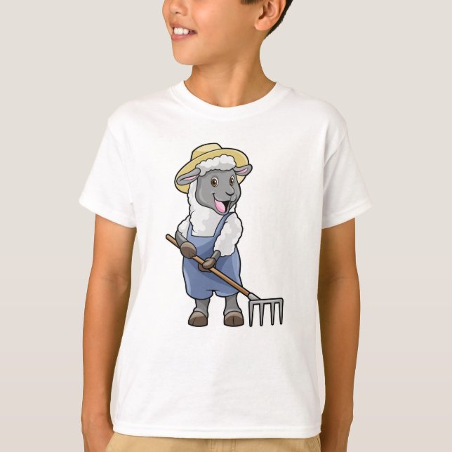 Camiseta Oveja como granjero con pastel y Gorra (Anverso)