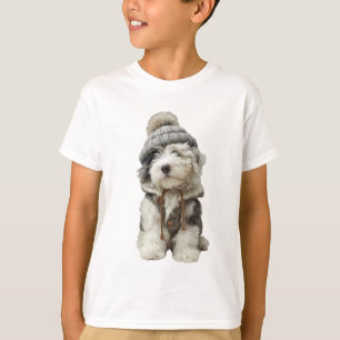 Camiseta Oveja con Gorro de Pom Beanie para Niños