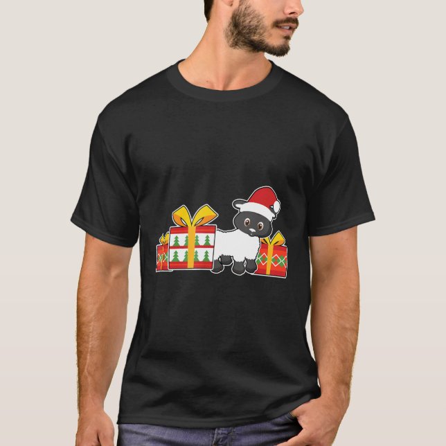Camiseta Oveja con Navidades de Santa Hat (Anverso)