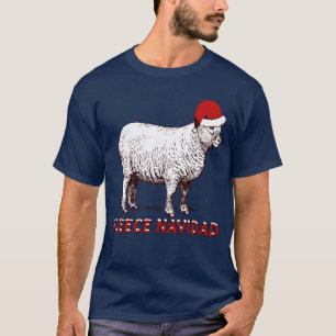 Camiseta Oveja Con Sombrero De Santa Y Fleece De Pun Navida