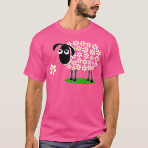 Camiseta Oveja Cubierta Con Lana De Flor Para Mujeres Chica