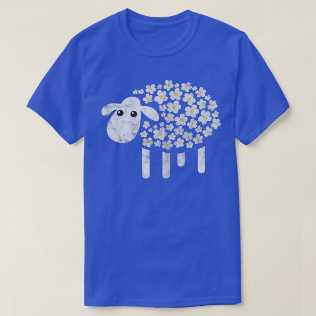 Camiseta Oveja Daisy Kawaii Flores Granjas Granjas Dist Ani (Diseño del anverso)