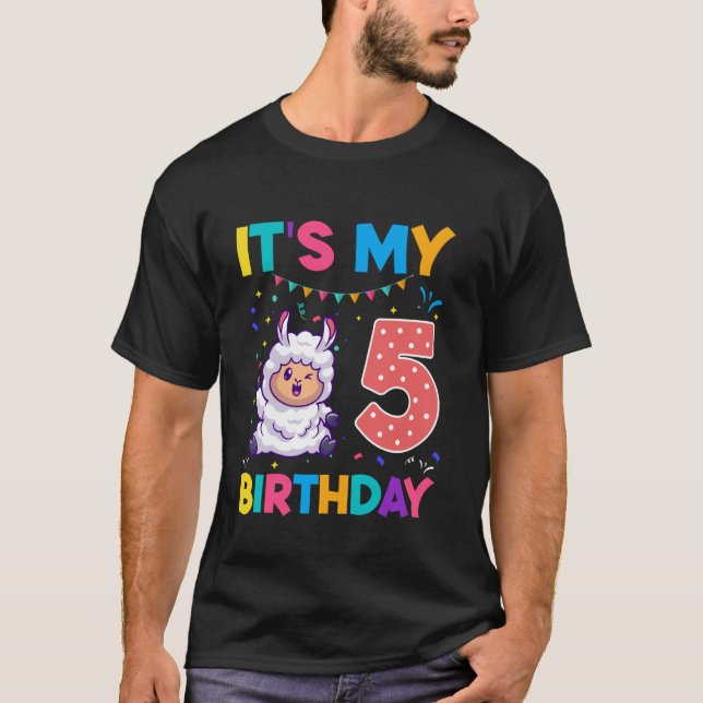 Camiseta Oveja de cumpleaños de 5 años de edad Quinto Amo d (Anverso)